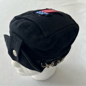 The Road Rag by Robo Cap Hat Size Small Black Denim With Harley-Davidson Patch